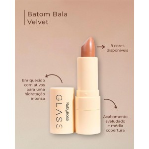 Batom Bala Bastão Velvet Glass BG05 Ruby Rose