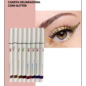 Kit 8 Caneta Delineadora Com Glitter Playboy