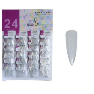 Cartela Unhas Postiças Transparente c/ 24 Hello Mini Escolha a Sua