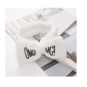 Faixa Facial Pelúcia Toalha OMG p/ Maquiagem Cabelo Rosto