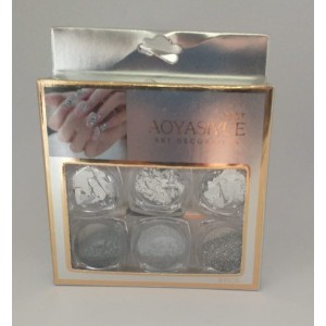 Kit 6 Decoração Artística para Unhas Prata