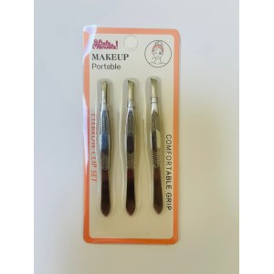 Kit 3 Pinças para Pelos e Sobrancelhas Qbella Manuela