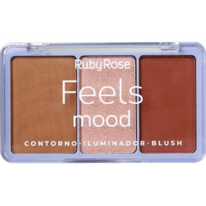 Paleta Feels Mood Trio Contorno Iluminador Blush Cor 2 Ruby Rose