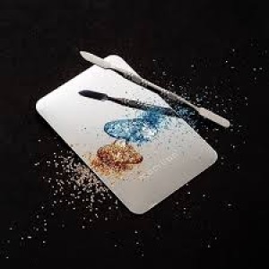 Placa e Espátula em Aço Inox p/  Maquiagem Macrilan AC-04