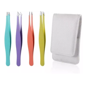 Kit 4 Pinças para Sobrancelhas e Pelos com Estojo