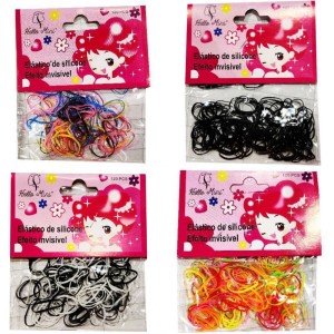 Elástico de Silicone p/ Cabelo Kit c/ 4